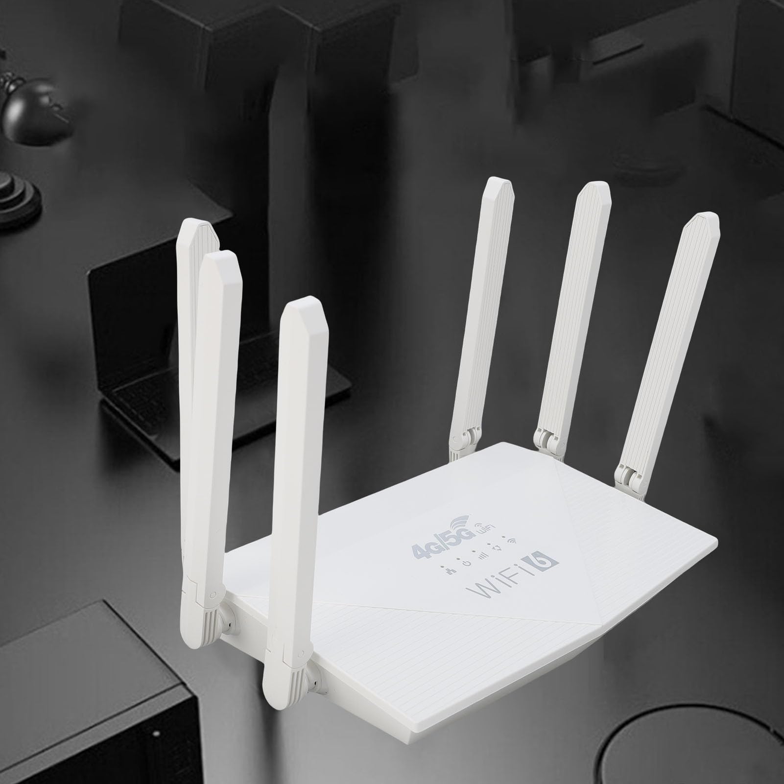 ASHATA 4G 5G LTE-WLAN-Router mit SIM-Kartensteckplatz, 300 Mbit/s WiFi6-Hotspot-Router, USB-Modem Unterstützt Bis zu 32 Geräte mit 6 Antennen für das Heimbüro