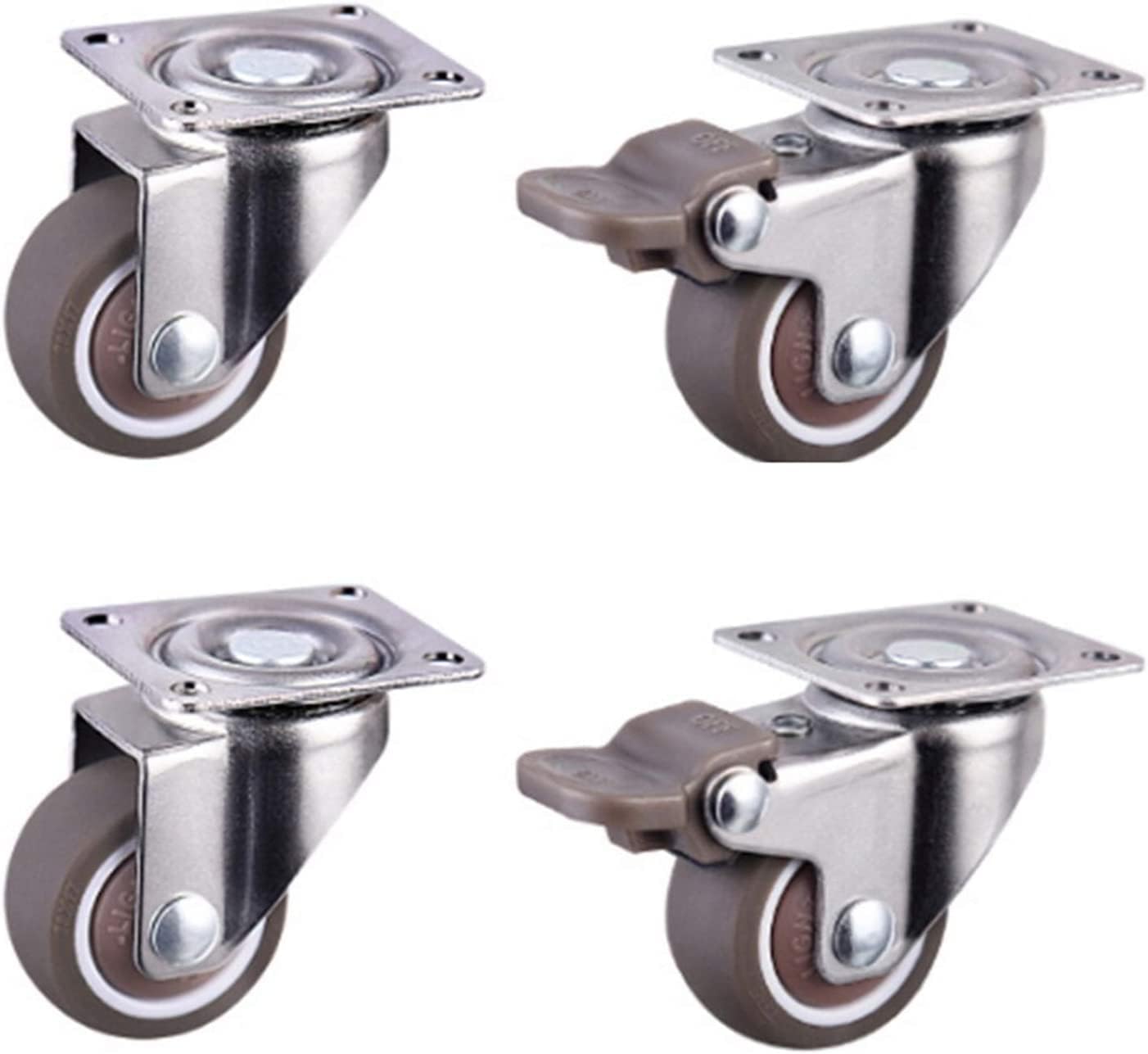 Office Chair Caster Wheels Heavy Duty Replacement 80kg 4pcs Furniture Casters Wheels Soft Rubber Swivel Caster Silver Roller Wheel for Platform Trolley Chair Household Accessori
