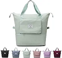 Bolsa de Viagem Dobr�vel de Grande Capacidade, Port�til, � Prova D'�gua, Bolsa Esportiva de T�cido Oxford com Separador Seca e Molhada para Mulheres (Verde)