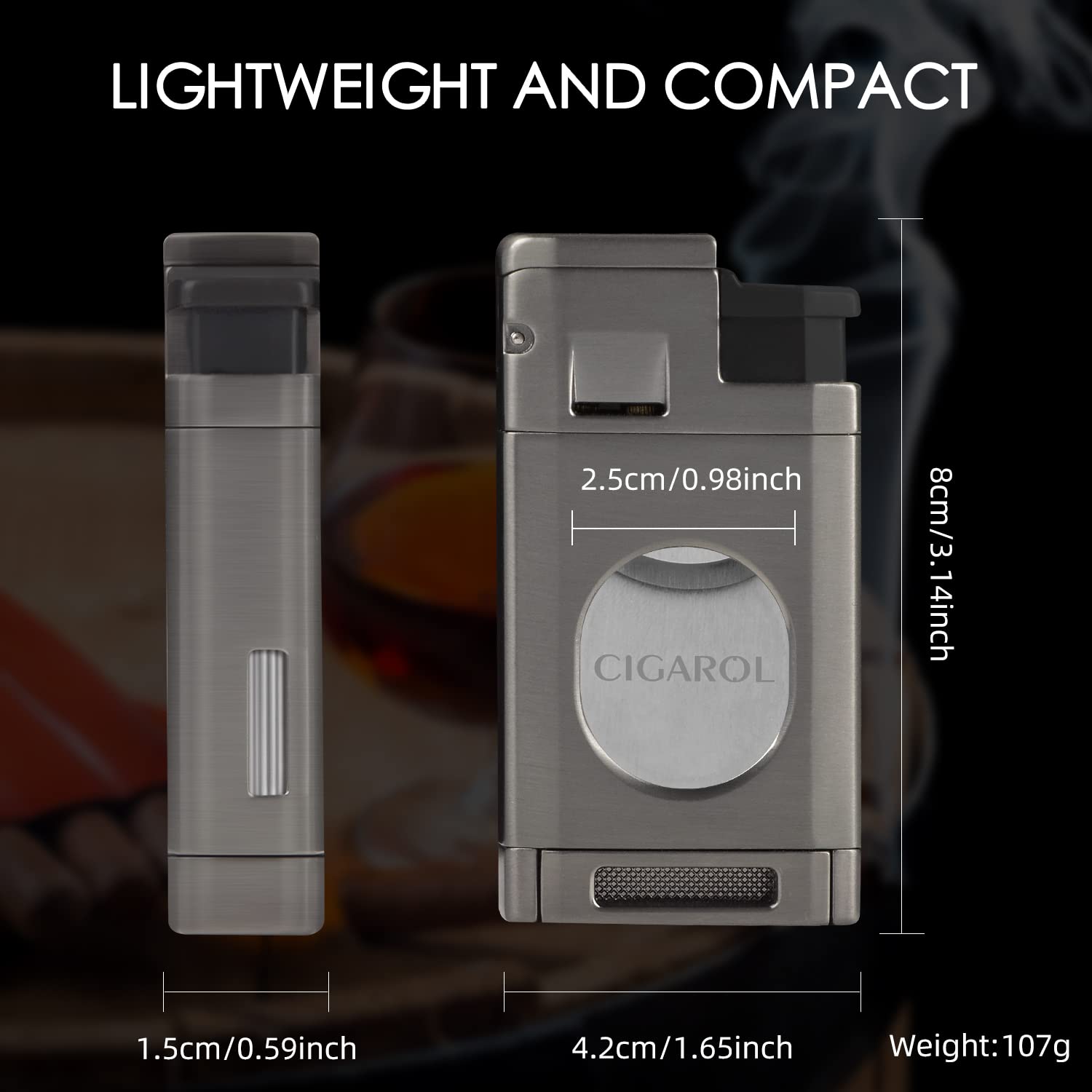 Leder Zigarren Humidor Set mit 3-in-1 Zigarrenfeuerzeug & Befeuchter, Tragbare Reise Leder Zigarrenetui für 6 Zigarren, Locher Zubehör, Geschenk für Weihnachten (Schwarz)