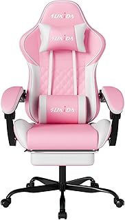 Ergonomic Video Gamer Chairs Gaming Computer Chairs Gamer Chairs for Adults Massage Lumbar Support Swivel Height Adjustable Headrest Backrest