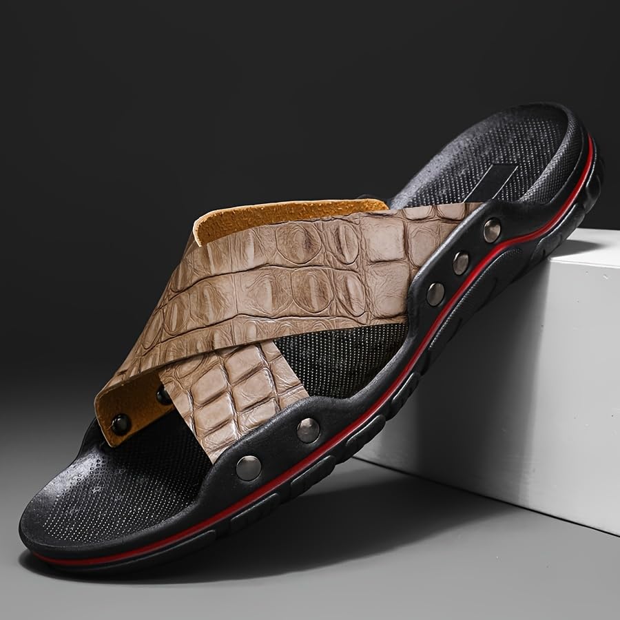 Men's Breathable Open-Toe Slippers with Non-Slip Rubber Sole Adjustable Straps for Outdoor Walking, Beach & Home Use - Stylish Casual Footwear3