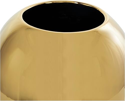 Miniatura 5 de CosmoLiving by Cosmopolitan - Jarrón decorativo de cerámica con goteos abstractos de oro fundido, florero para decoración del hogar, 9 x 9 x 13
