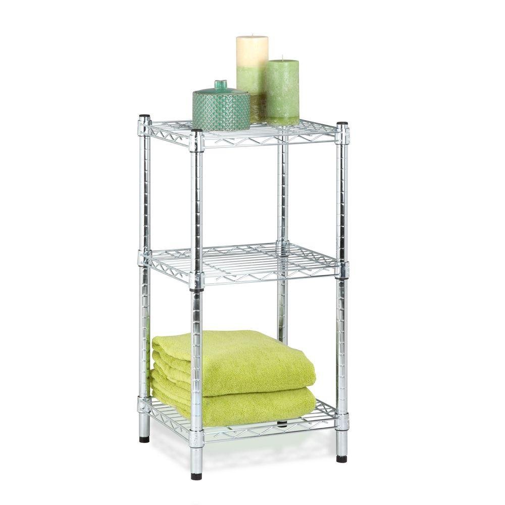 Honey-Can-Do 3-Tier Steel Wire Shelving Tower, Chrome, 14 by 15 by 30-Inch