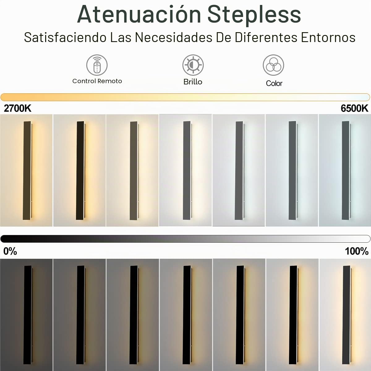 Aplique Pared Exterior Regulable,8W LED Lampara Exterior Pared con Mando a Distancia IP65 Impermeable,Apliques Pared Exterior para Escaleras Pasillos Balcón Patio Jardín Balcón,40CM