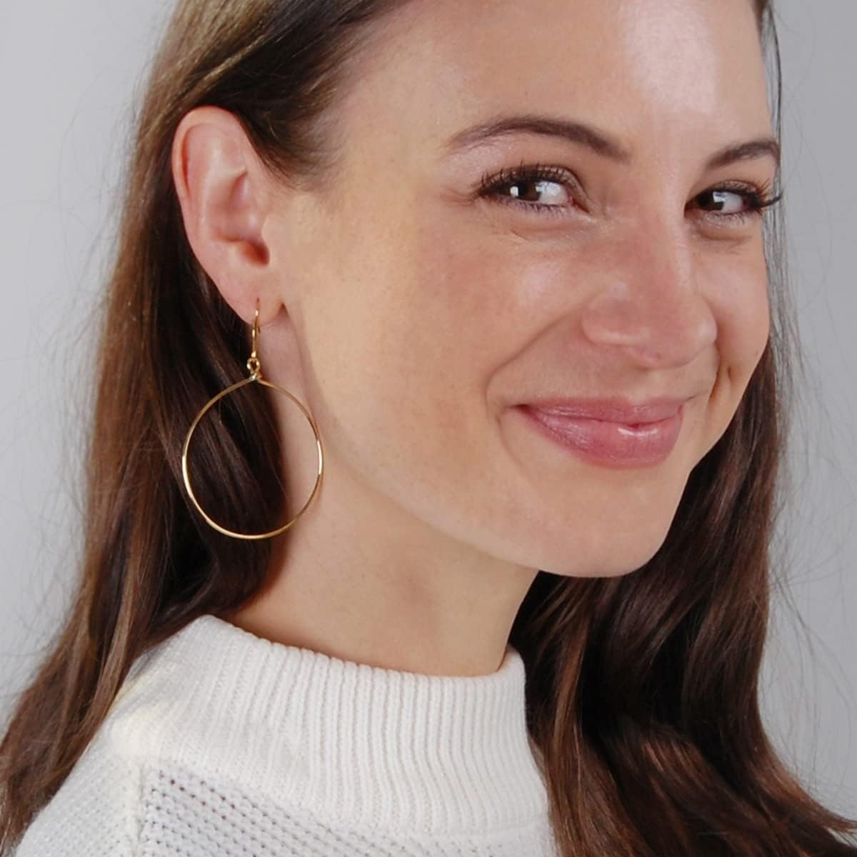 Dangle Hoop Earrings for Women - Minimalist Geometric Round Drop Hoops - Hypoallergenic, Safe for Sensitive Ears - Plated in 18K Gold or 925 Sterling Silver - Image 5