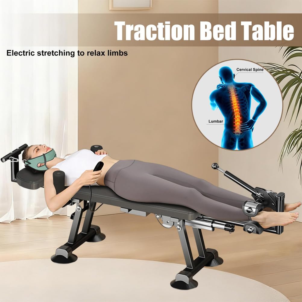 Mesa De Tracción Eléctrica De Cuerpo Completo, Mesa De Descompresión y Estiramiento Cervical y Lumbar para Alivio De La Tensión, Máquina De Descompresión De Espalda