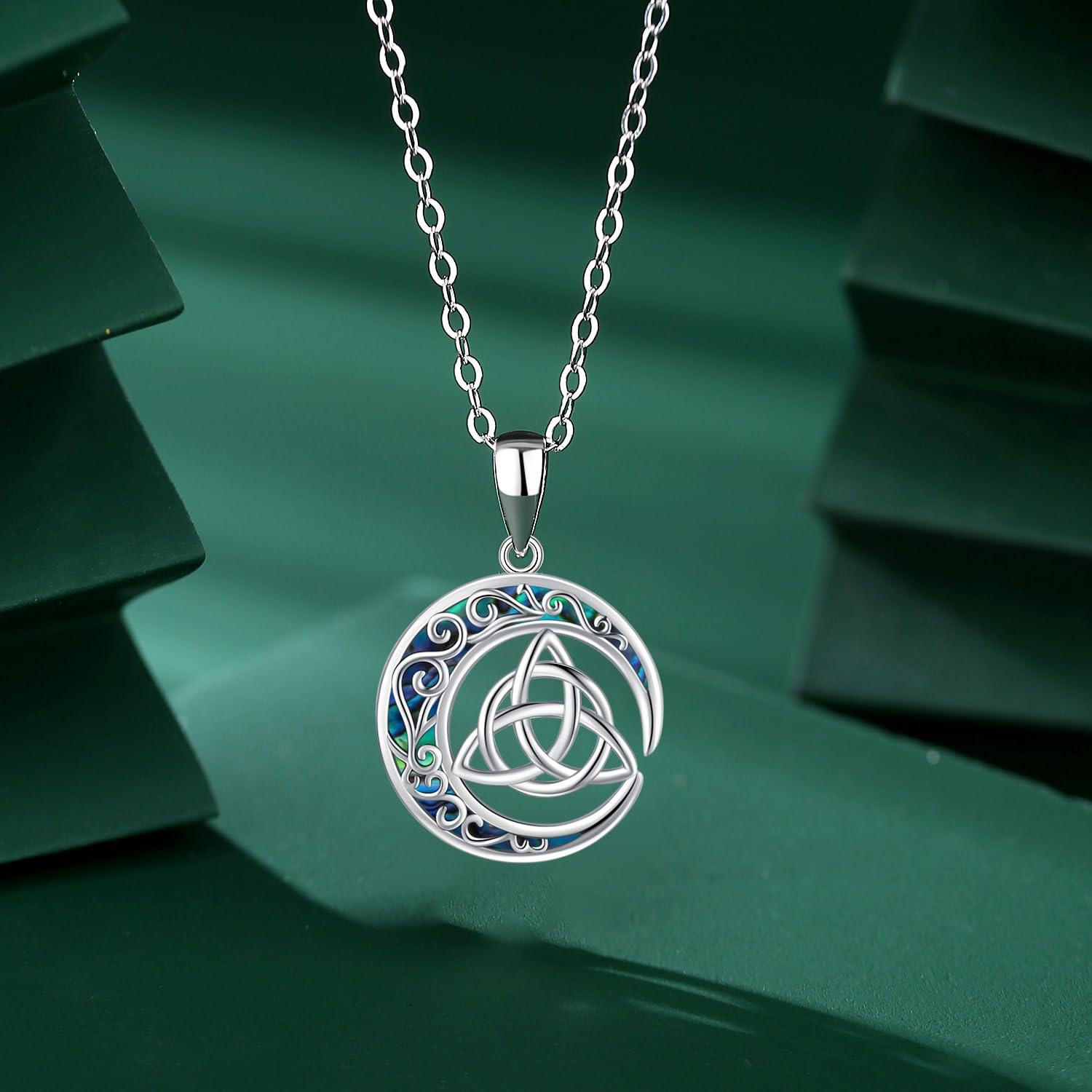 Collar Mujer Plata de ley 925, Colgante de Nudo Celta/Diosa de Triple Luna/Pentagrama/Vikingo Águila/Tortuga para Mujer, Amuleto Regalos Colgante Mujeres y Niñas