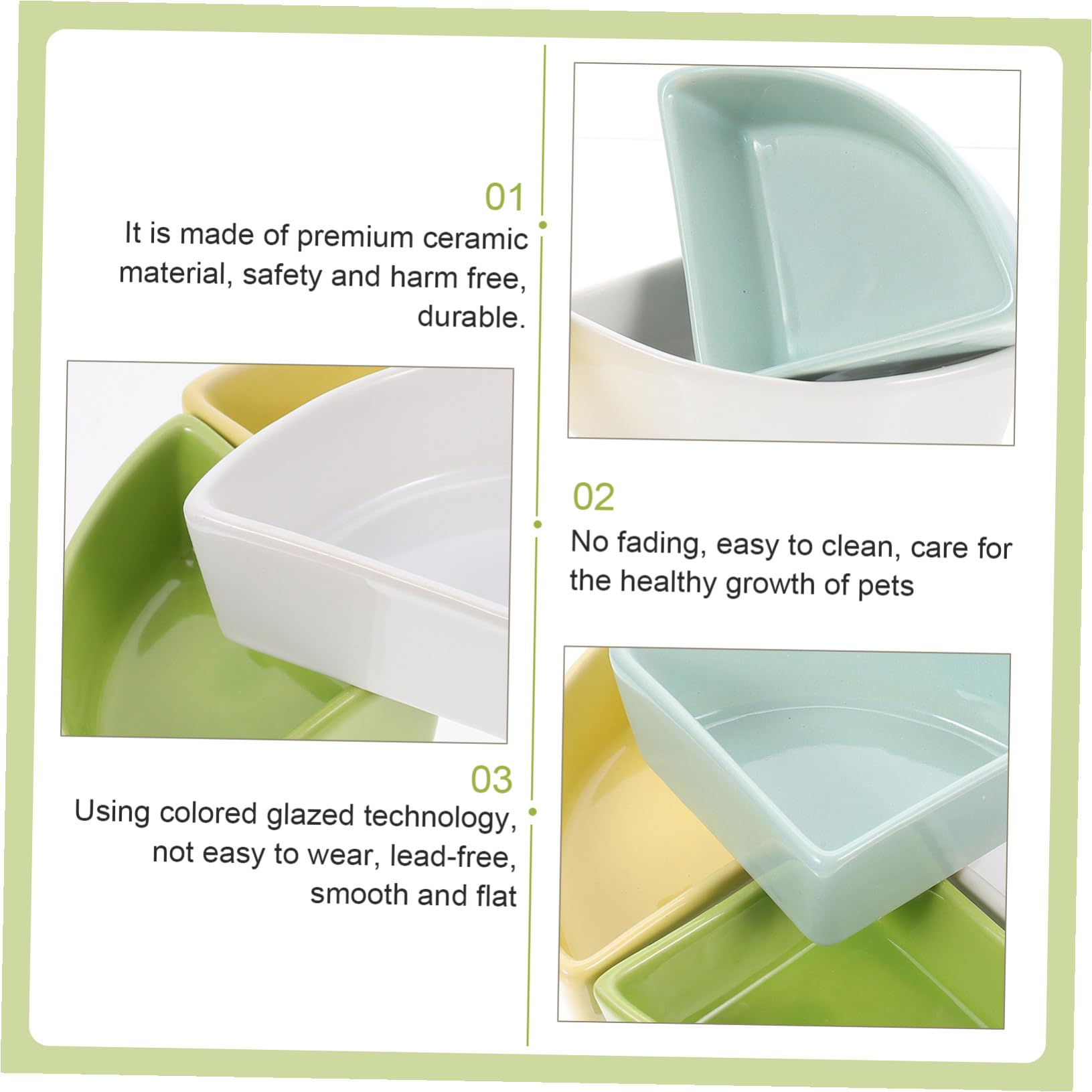Keramik Hamsterfutternapf 4 Stück mit Glatter, Bleifreier Glasur
