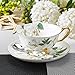 Panbado 3 Piece Bone China Cup and Saucer Set with Spoon, Vintage Porcelain Coffee Cup Set, 200 ml/6.8 oz, Camellia