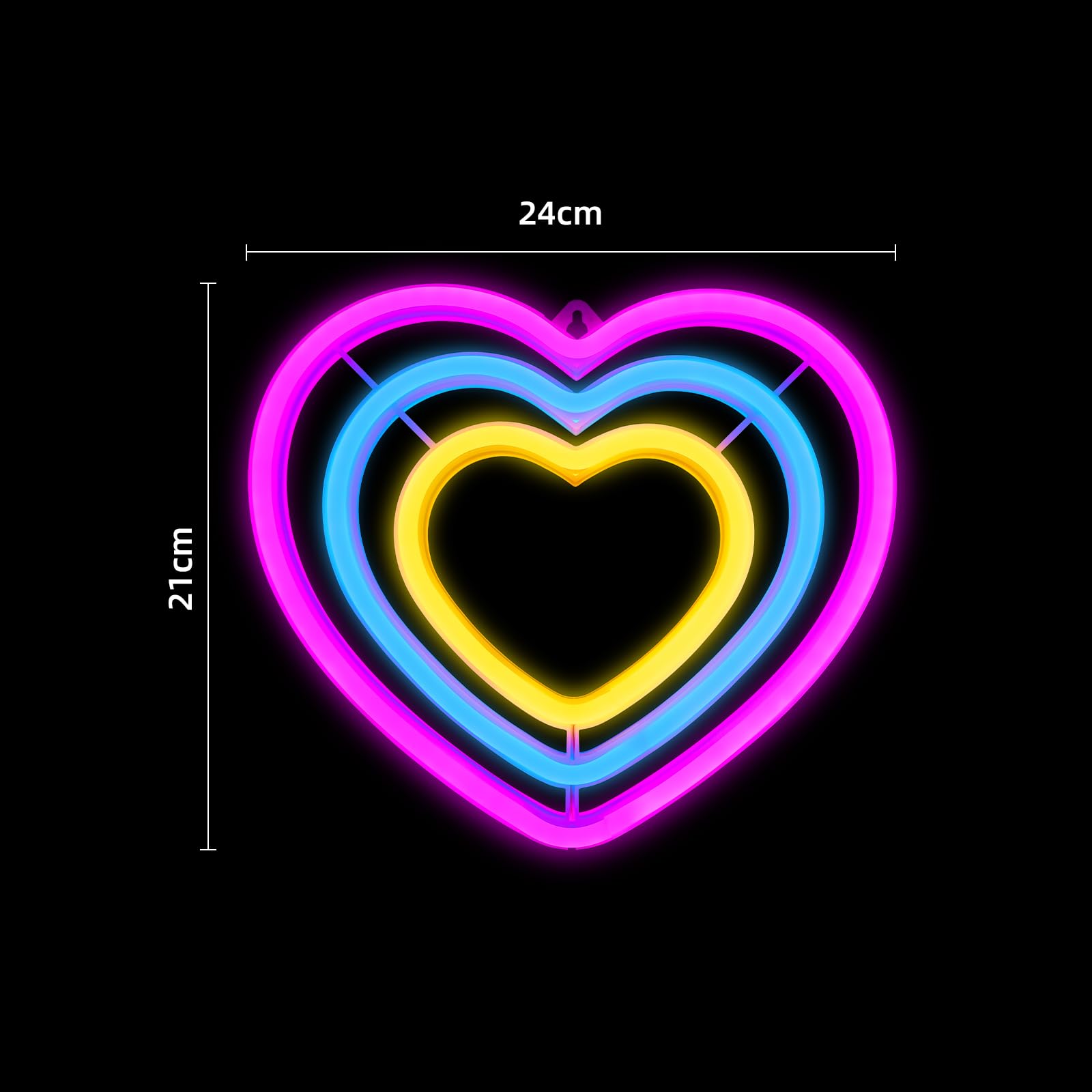 Insegna Neon A Specchio A Forma Di Cuore Con Luci LED - Rosa - 101x94 Cm - Decorazione Da Parete Con Luce Regolabile