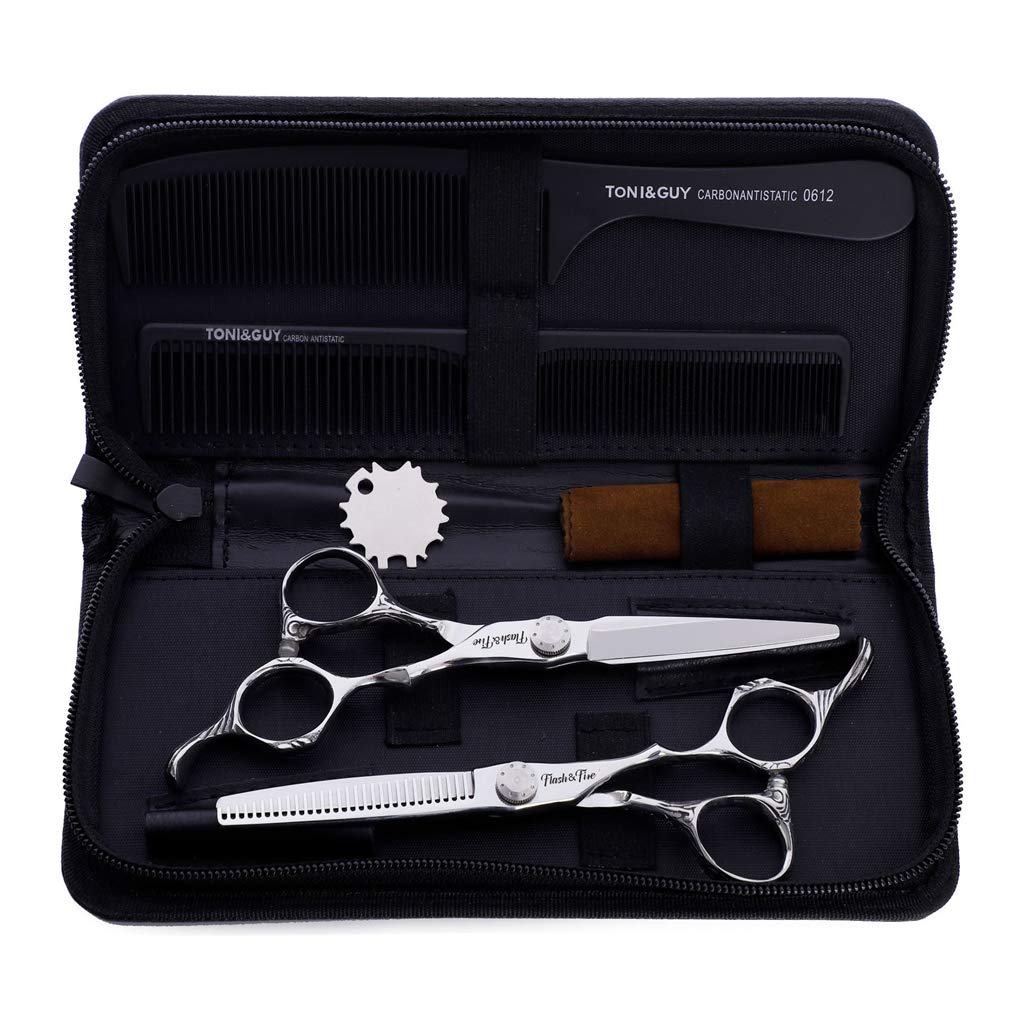YODZ 6.0 Pollici di Parrucchiere Scissors Set, Il Taglio dei Capelli Barbiere Professionale Cesoie in Acciaio Inox Kit, con Regolabile A Vite, Luce E Sharp, per Salon, Barbieri