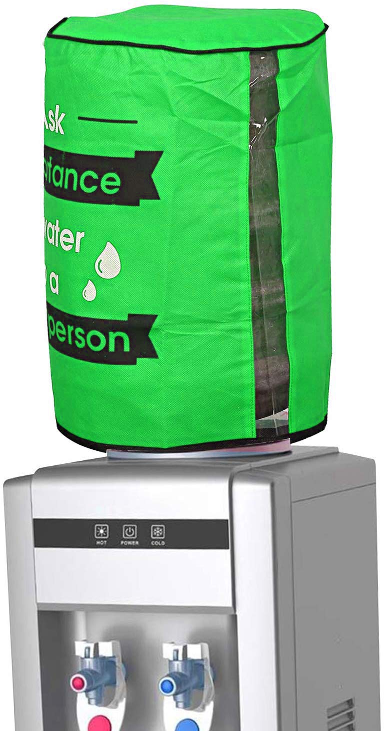 Kuber Industries Green Rexine Water Dispenser Bottle Cover With Water Level Indication 20 Litre (Green) - Ctktc031272