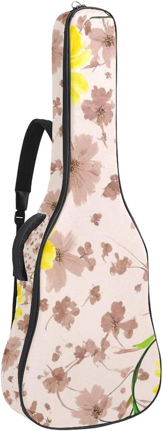 40/41/42-inch Aesthetic Sunflower Acoustic Guitar Bag With Adjustable Shoulder Strap And 2 Storage Bags. Guitar Bag With Back Hanging Loop, Electric, and Classical Guitars