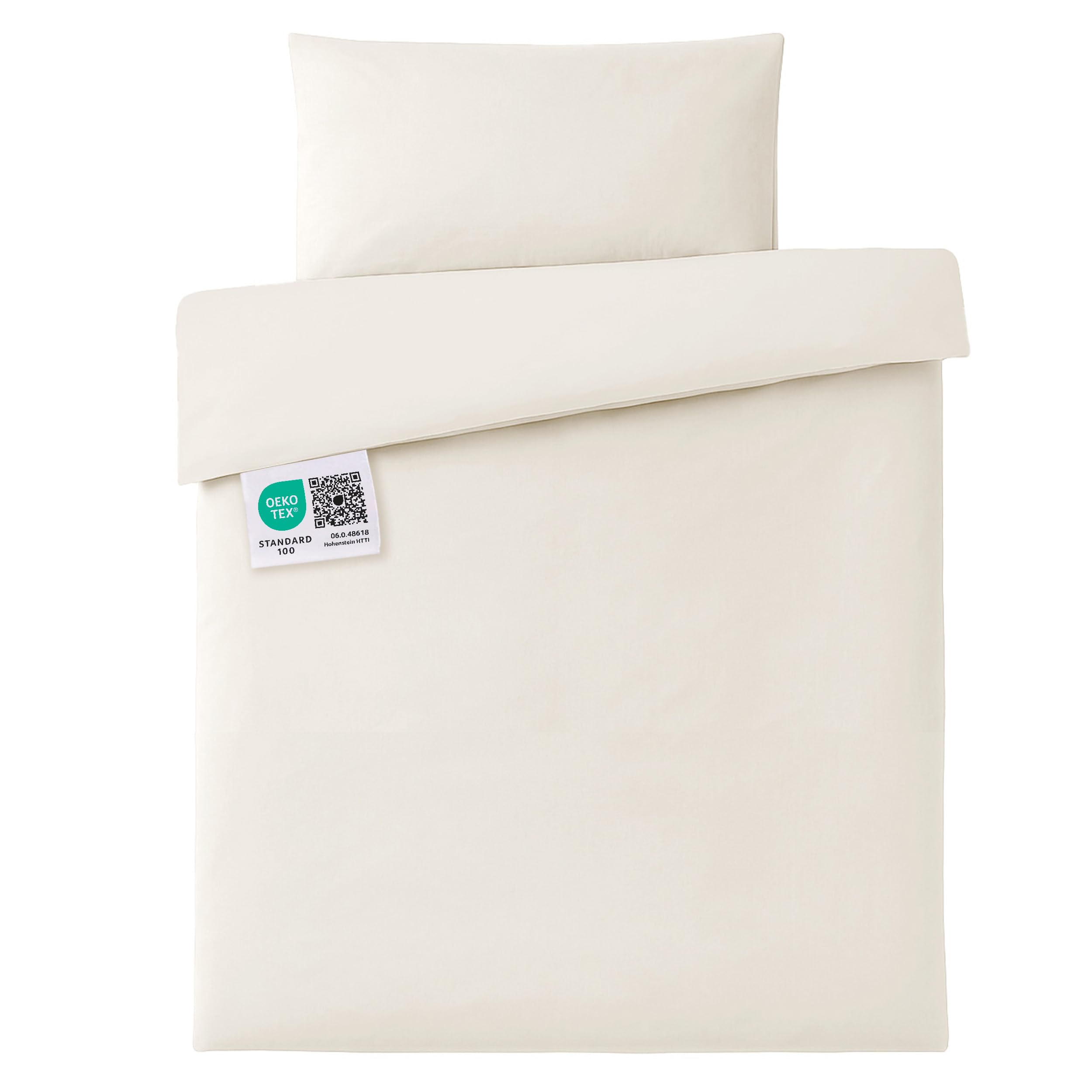 MAKIAN Bettwäsche Baby Kinder 100x135, 40x60 cm | 100% Baumwolle, atmungsaktiv, pflegeleicht | Babybettwäsche Set mit Hotelverschluss, Oeko-Tex Zertifiziert (Beige)