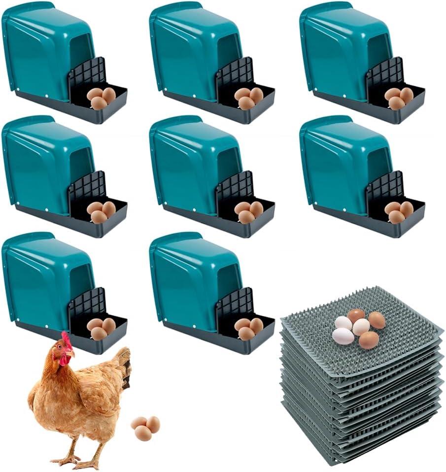 8 Pack Chicken Nesting Boxes Laying Box with Swing Perch Roll Out Nesting Boxes for Hens Ducks Chickens Laying Egg Chicken Coop Nest Box Home & Farm Using