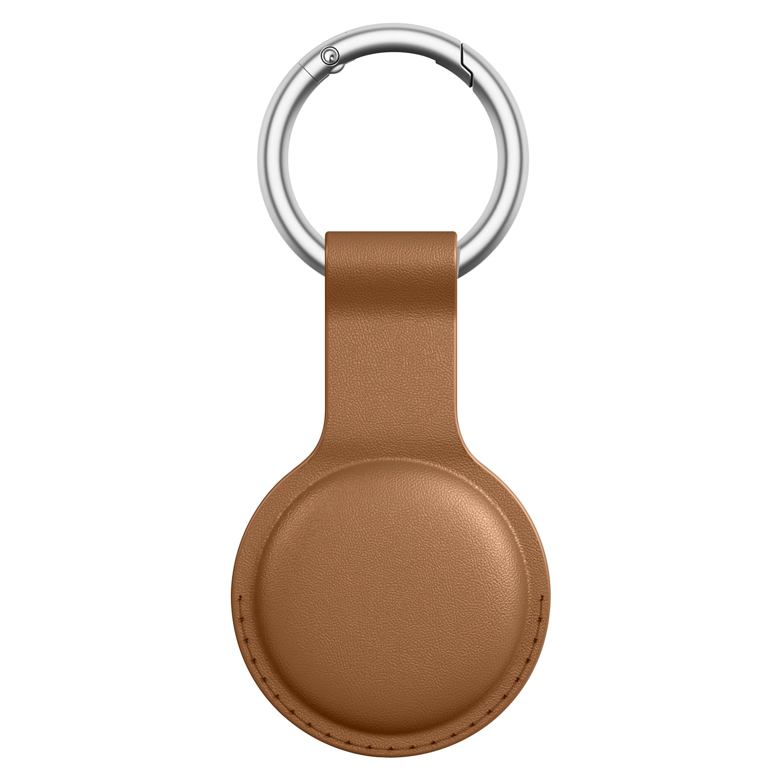 Meliya Funda para AirTag Llavero,1 Pieza Llaveros AirTag Funda Protectora de Cuero Funda Anti-Perdida Anti-Rasguños para AirTag(No Incluye AirTags)(Marrón) — view 2