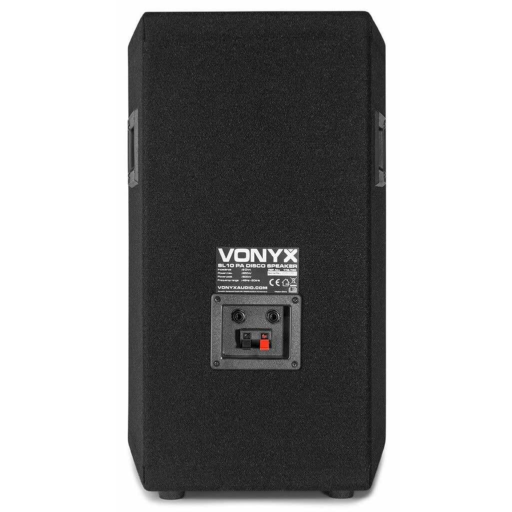VONYX Pack SL10-2 × Enceintes Passives 10″ (1000 W Max) | Sono DJ Bar & Animation Pro | Haut-parleurs 2-Voies avec Poignées et Montage sur Pied