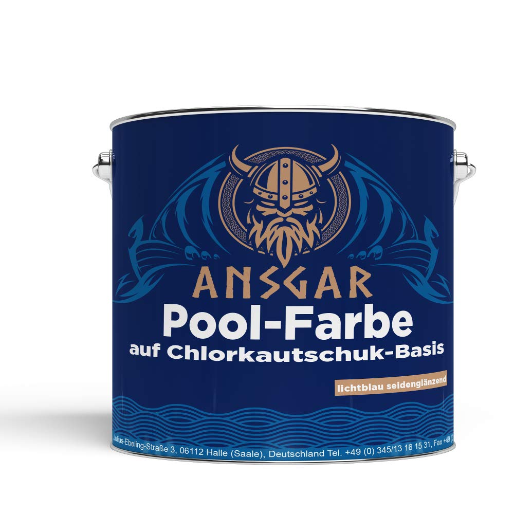 Ansgar Pool-Farbe universelle Schwimmbadfarbe Schwimmbeckenfarbe | 30kg | lichtblau - Unterwasserfarbe für permanente Wasserbelastung auf von Pools aus Beton, Metall | seidenglänzend, UV-stabil