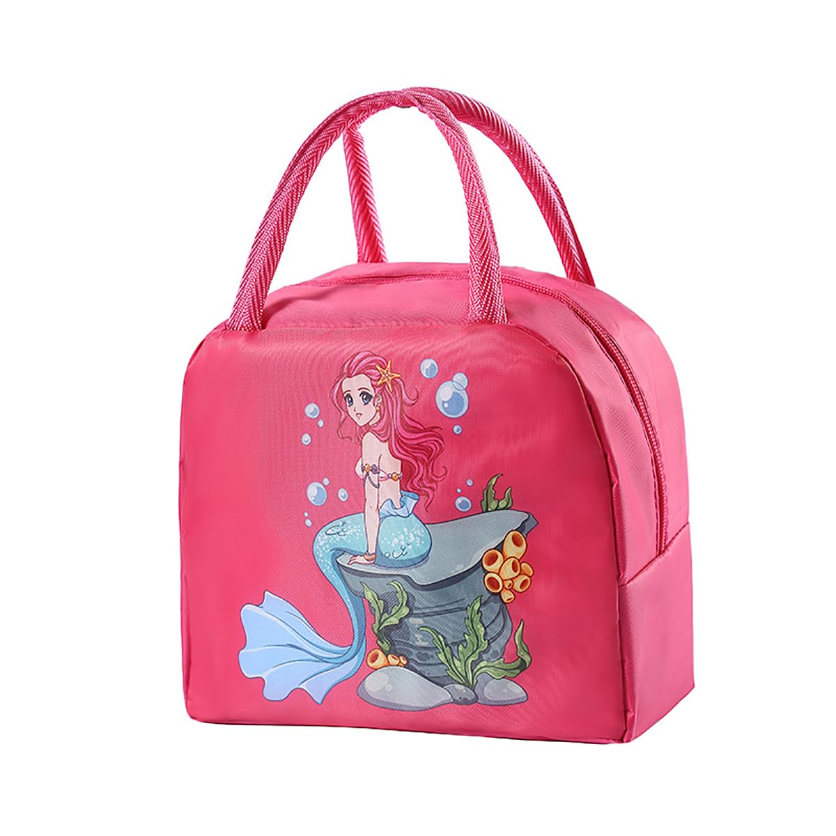 YUPPIN Polyester Insulated Lunch Box Bag Soft Leakproof Lunch Bag For Kids Men Women, Durable Thermal Lunch Pail For School Work Office | Fit 6 Cans (Pink Mermaid), 2.5 Liters
