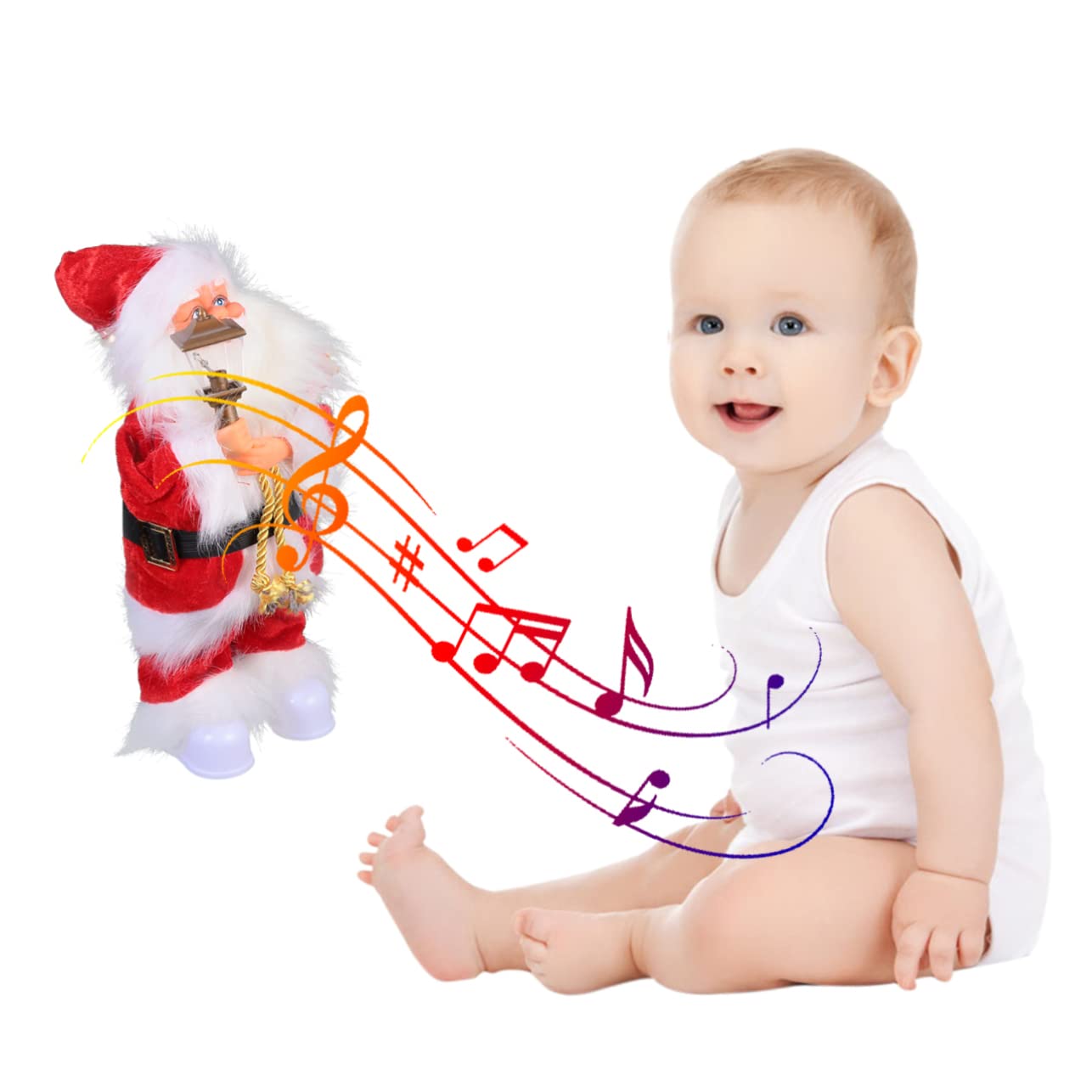 ABOOFAN Muñeca Musical Papá Noel Eléctrico de Adorno Navideño Creativo Juguete Musical para Decoración de Fiesta