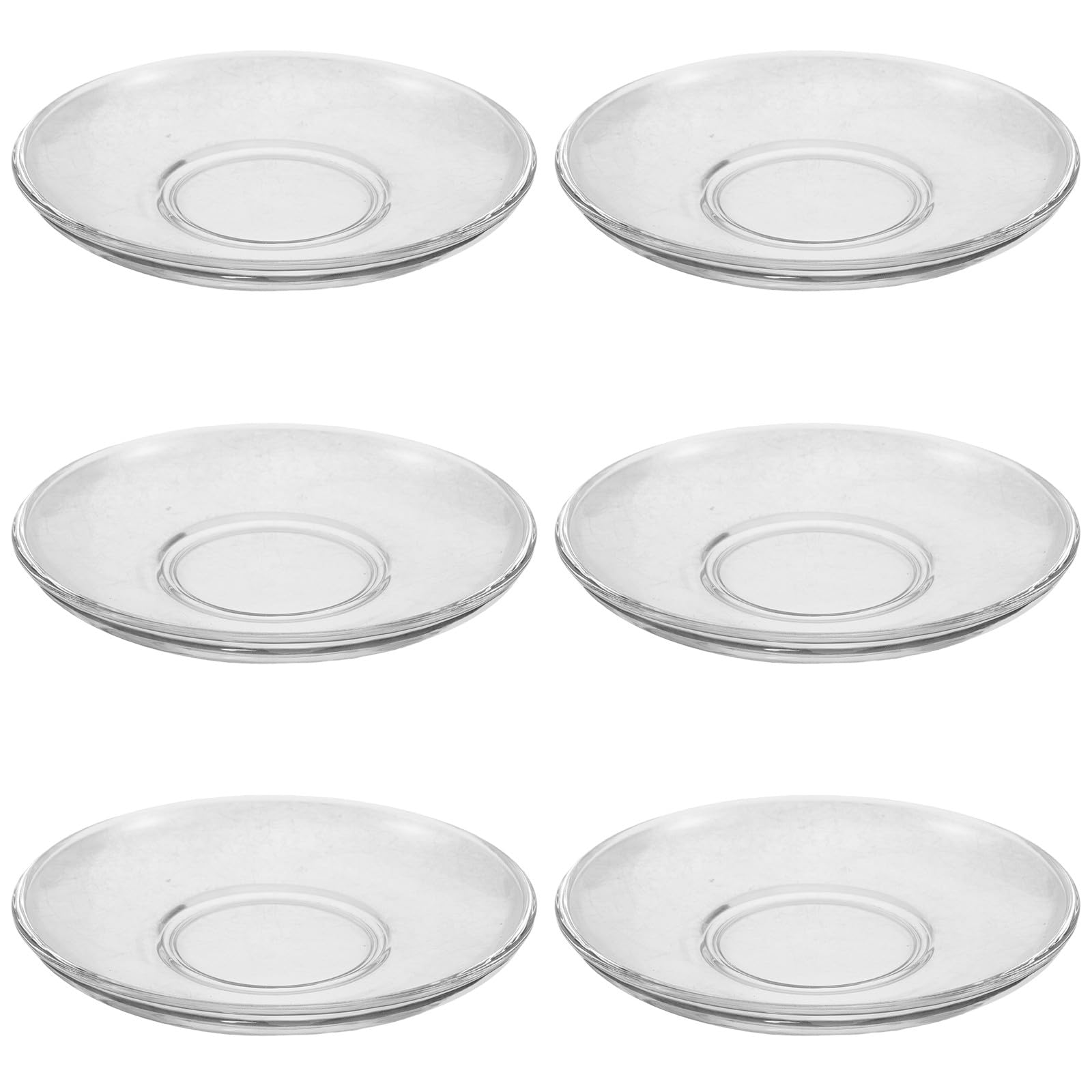 Kichvoe Ensemble de 6 Assiettes en Verre Transparent pour Dessert et Apéritifs, Design Élégant, Utilisation Polyvalente, Compatible Micro-ondes, pour Fêtes et Repas