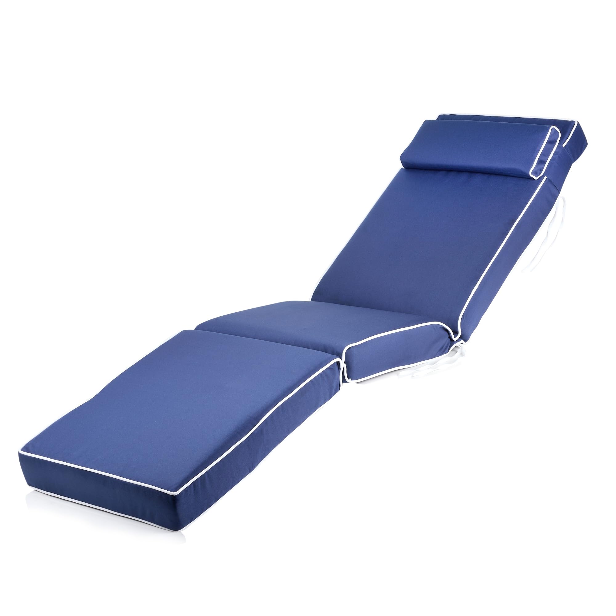 Alfresia Sun Lounger Replacement Cushion – Sun Lounger Cushion for Garden Chairs, Luxury Style, Headrest Included, Thick Foam Filling (Navy Blue)