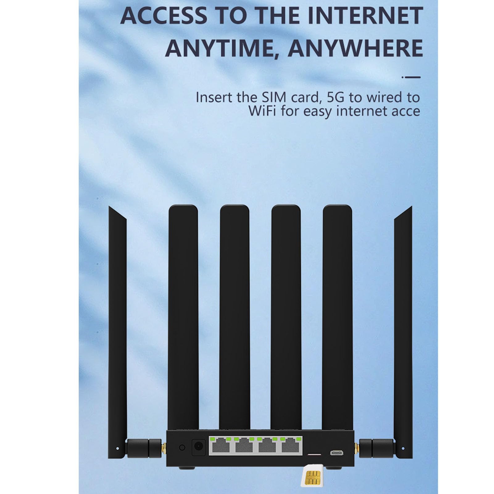LICAEVEY Router WiFi 6 5G, 6 Antenne Ad Alto Guadagno Router Wireless Gigabit Dual-band con Slot per Scheda SIM, Rete Cellulare 5G per Casa e Ufficio