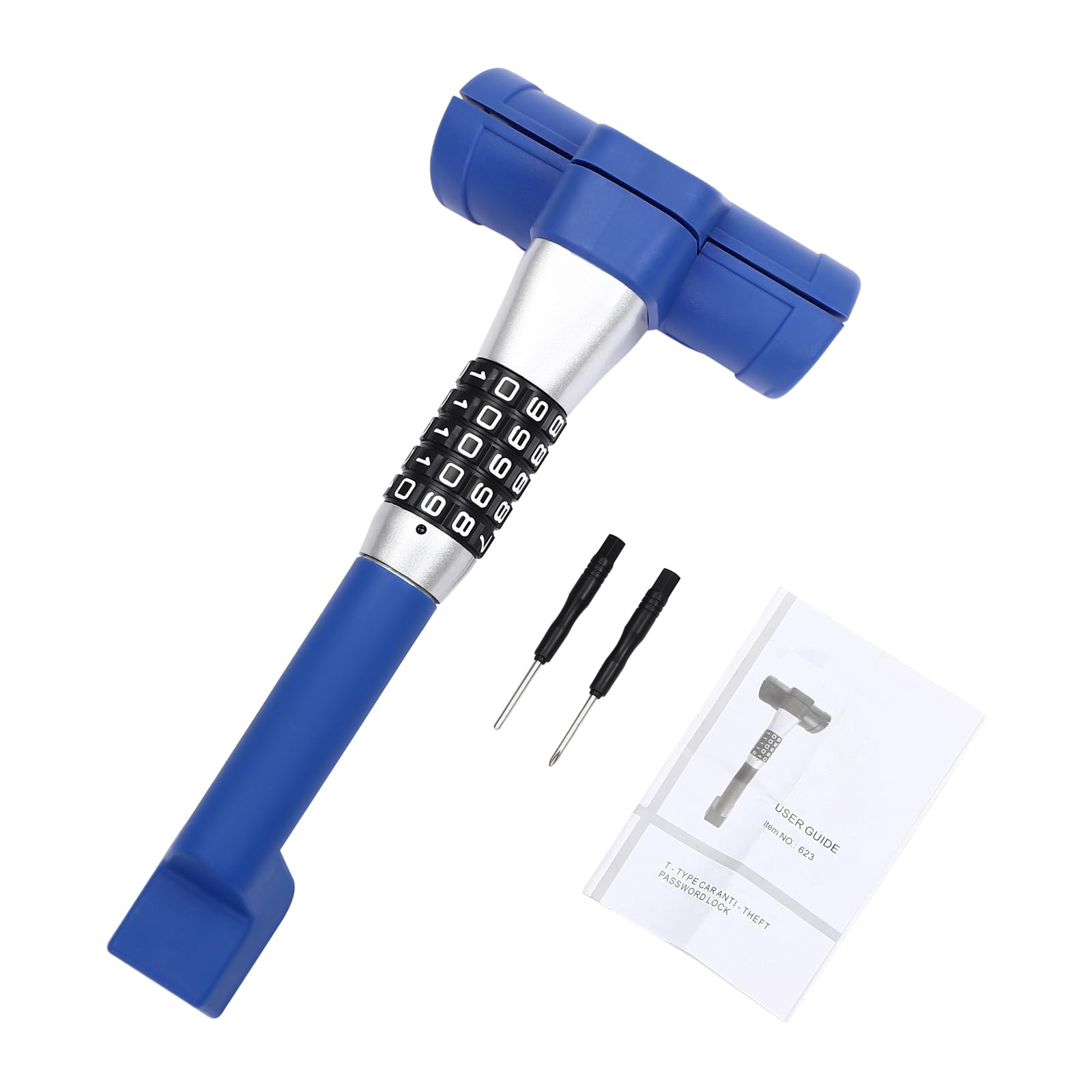 Antivol universel pour volant de voiture - Protection contre le vol - Avec tournevis - Bleu moderne