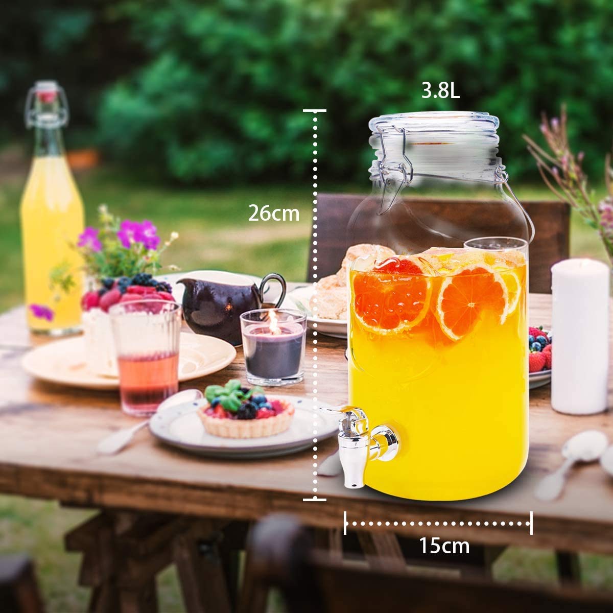 Buy AETKFO Glass Drinks Dispenser with Tap 3.8 Litre Glass Beverage