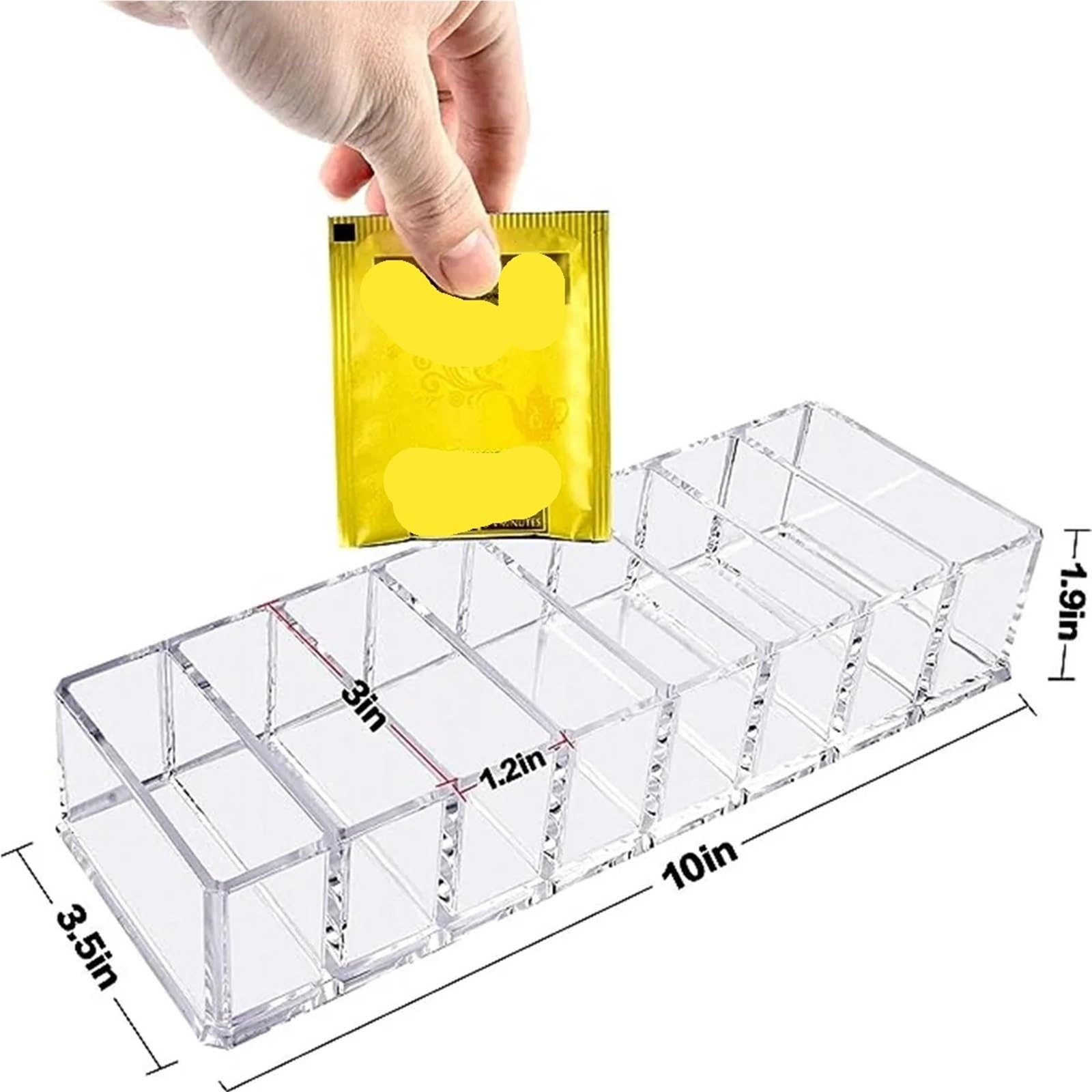 Organisateur De Sachets De Thé Boîte de rangement de sachets de thé à 8 compartiments, 2 pièces, support de rangement de sachets de thé au lait et café, présentoir de cosmétiques, boîte de rangement à