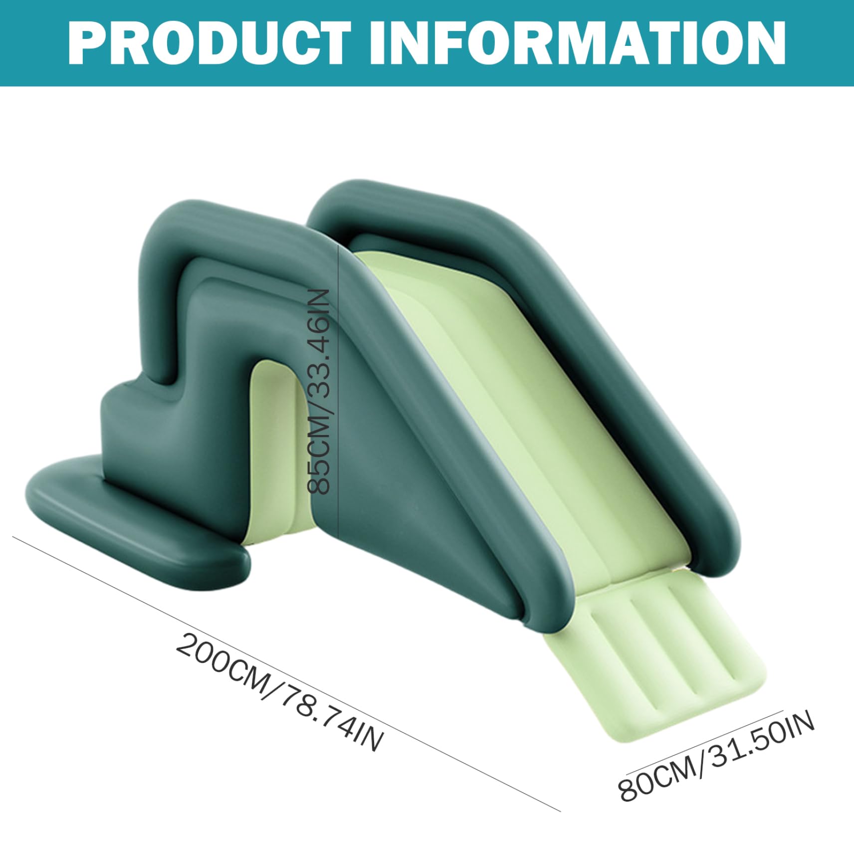 Toboggan de Piscine, Toboggan Gonflable en PVC de 78, 7x31, 5x33, 5 Pouces avec Pompe à air pour extérieur, intérieur, arrière-Cour, Jardin, Vert
