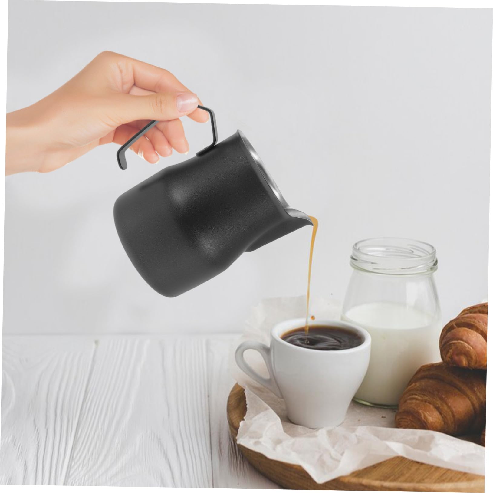 Jarra de Leche de Acero Inoxidable con Textura Antideslizante Diseño Estampado para Arte Latte Espumador para Café Espresso y Capuchino Accesorio Profesional para