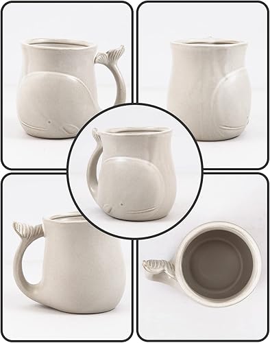Miniatura 4 de INKRICH Whale - Taza de cerámica 20 onzas taza de café de cerámica grande taza de café 3D hecha a mano con ballena tazas de café novedosas