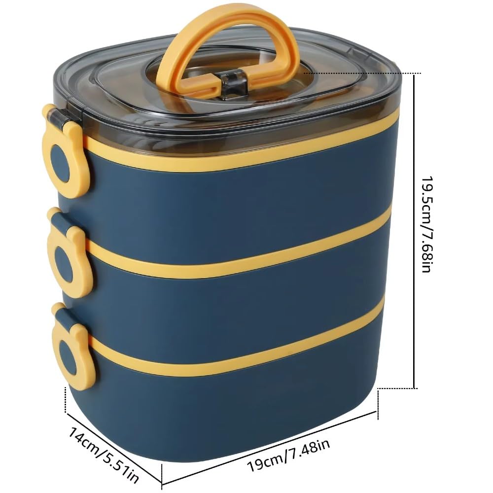 2000ML Lunch Box przenośny 3-warstwowy dla dzieci, studentów Bento Box, szczelny, nadający się do mikrofalówki, pojemnik na żywność, szkoła, podróż, biuro, piknik