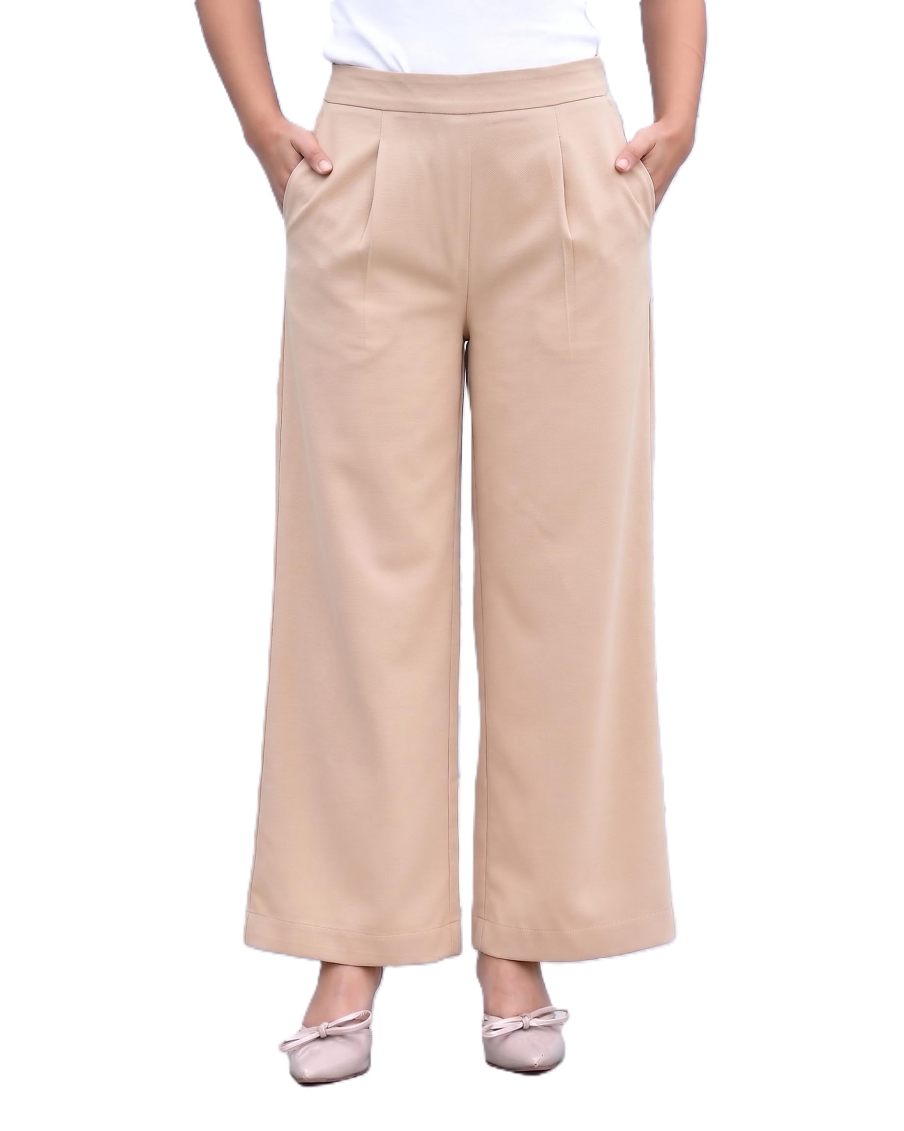 moirai 100% Cotton Straight Wide Leg Korean Pants for Women Stylish Western Parallel Trouser for Casual, Office, Lounge Wear-picture-24