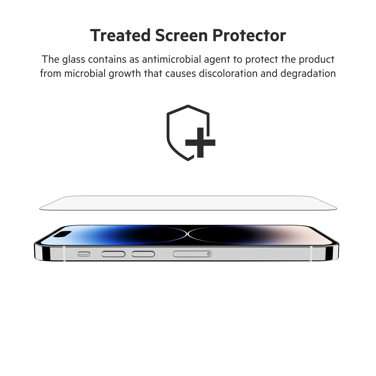 iPhone 14 Pro 128GB silver、belkinガラスフィルム Belkin SCREENFORCE UltraGlass Treated Screen Protector for