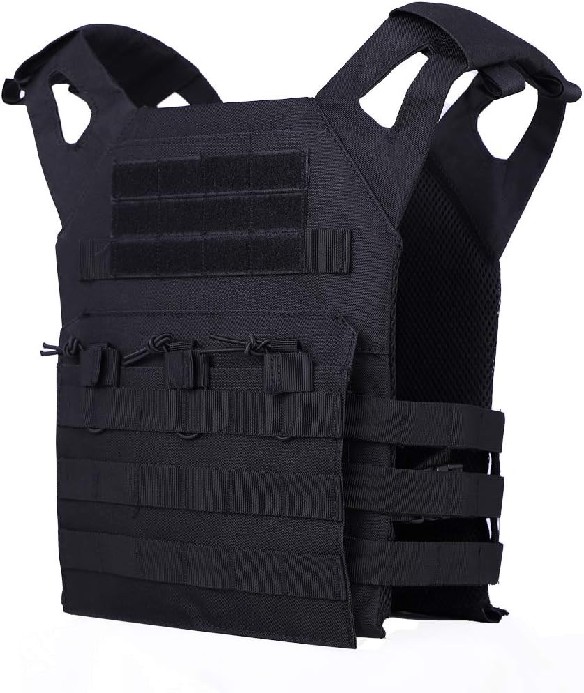 Tactical CS Field Assault Vest Law Enforcement Breathable Combat Training Vest Nylon Adjustable for Unisex Adults (Black)