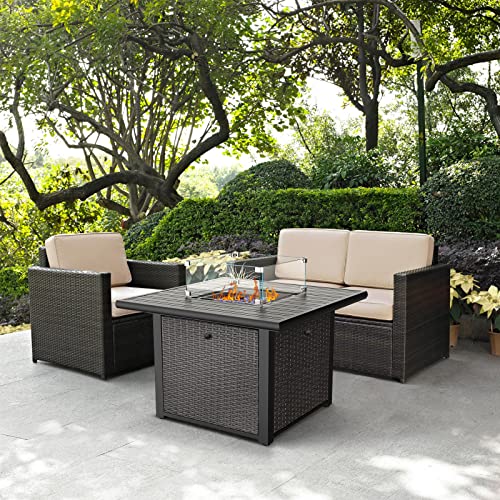 Marvoware Propane Gas Fire Pit Table, 60,000 Btu Wicker Outdoor Fireplace With Lid & Pvc Cover,Csa Approved Auto-Ignition Fire Tables For Garden Backyard Deck Patio(36In) #TOP1