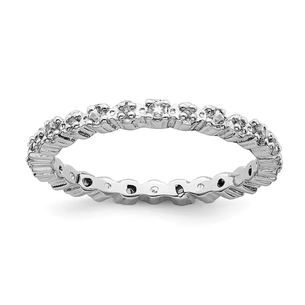 925 Sterling Silver Polished Prong set Stackable Expressions White Topaz and Diamond Ring Size L 1/2 Jewelry Gifts for Women