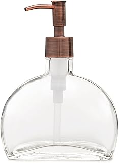 Rail19 Half Moon Recycled Glass Dispenser with Metal Pump, 6oz (Copper R...