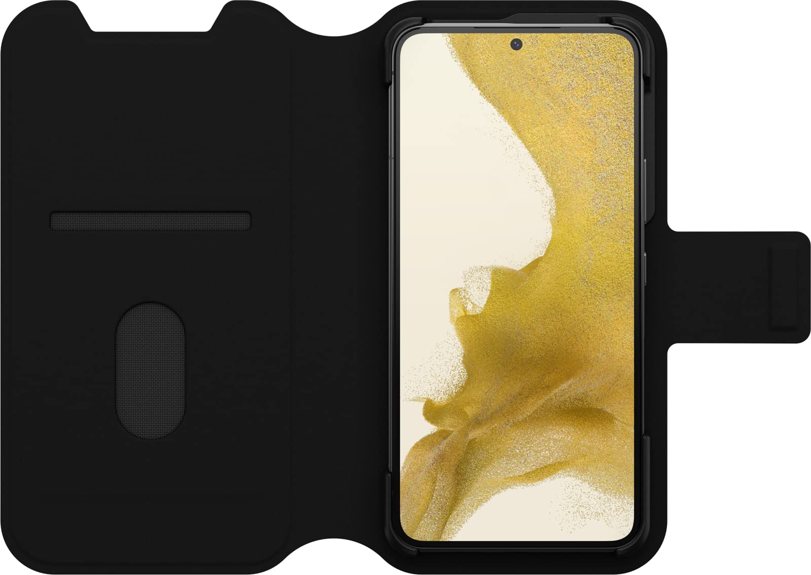 OtterBox Cover per Samsung Galaxy S22 Strada Via, resistente a shock e cadute, folio sottile, morbido al tatto con slot carta di credito, testato 2x vs norme MIL-STD 810G, Nero