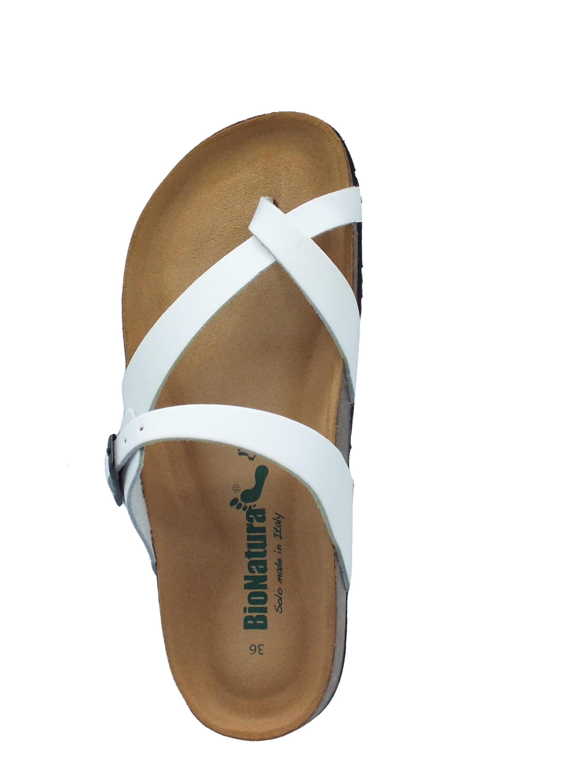 BioNatura 11A456 Imb Bycast Bianco Infradito per Donna in Pelle Zeppa Bassa (Taglia 39)