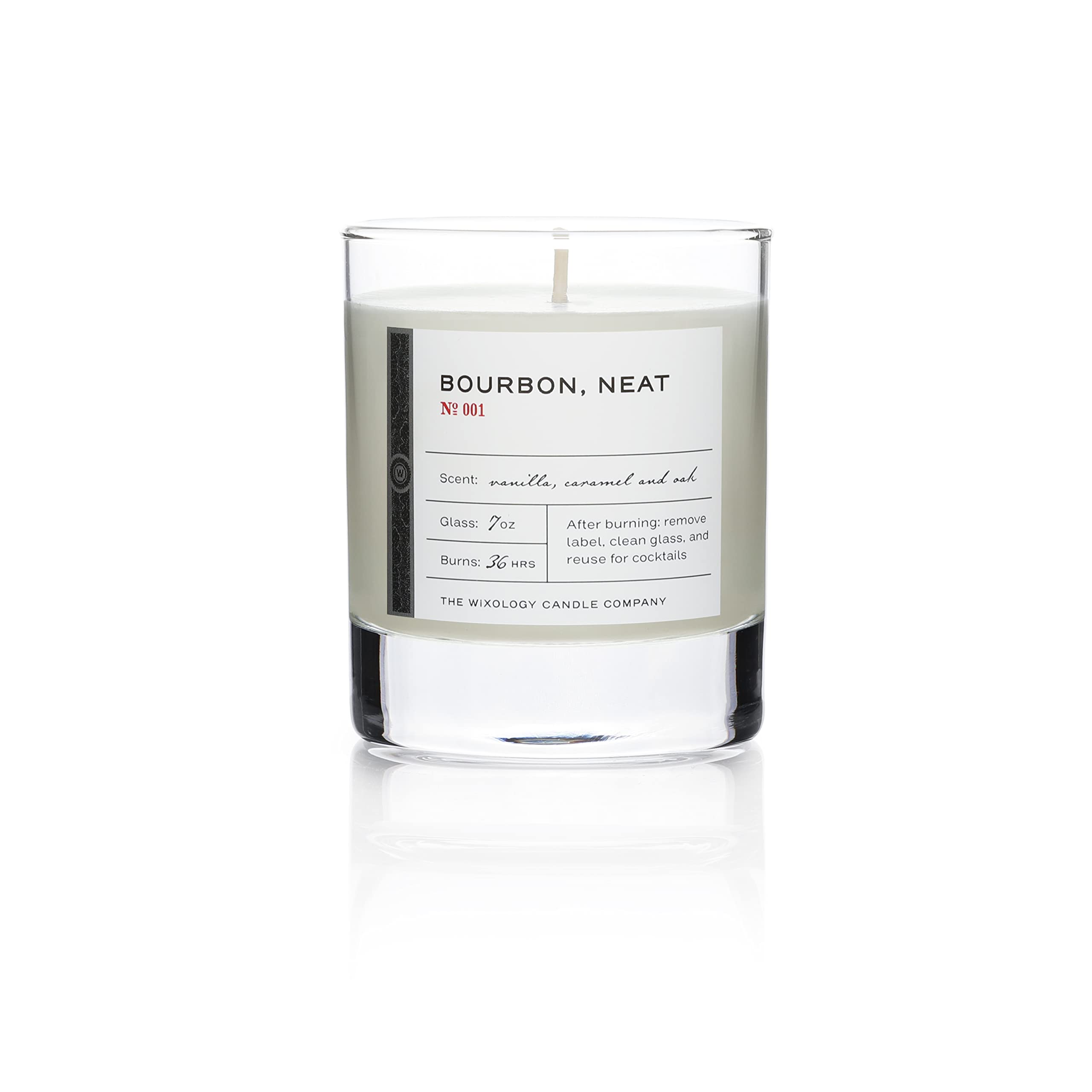 Wixology Koktajl inspirowany burbonem Neat Soy Candle - świeca zapachowa wanilii karmelu i dębu w szklance wielokrotnego użytku - Made in Kentucky - 207 ml