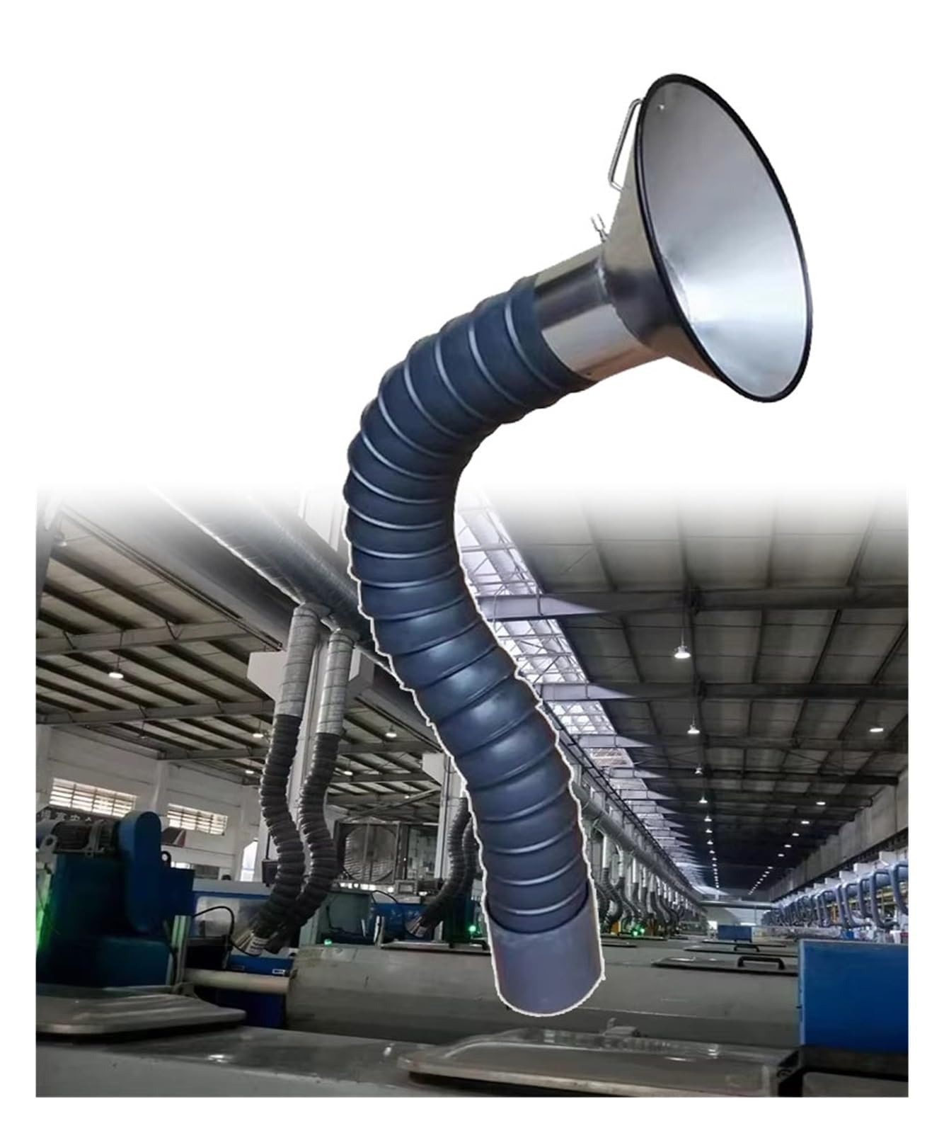 AMZBNEIDI Milageto Fume Extractor Arm Adjustable Articulated Air Extractor Duct Collector Arm with Hood, Multiple Sizes, for Lab/Factory(Dia200mm-L100cm)