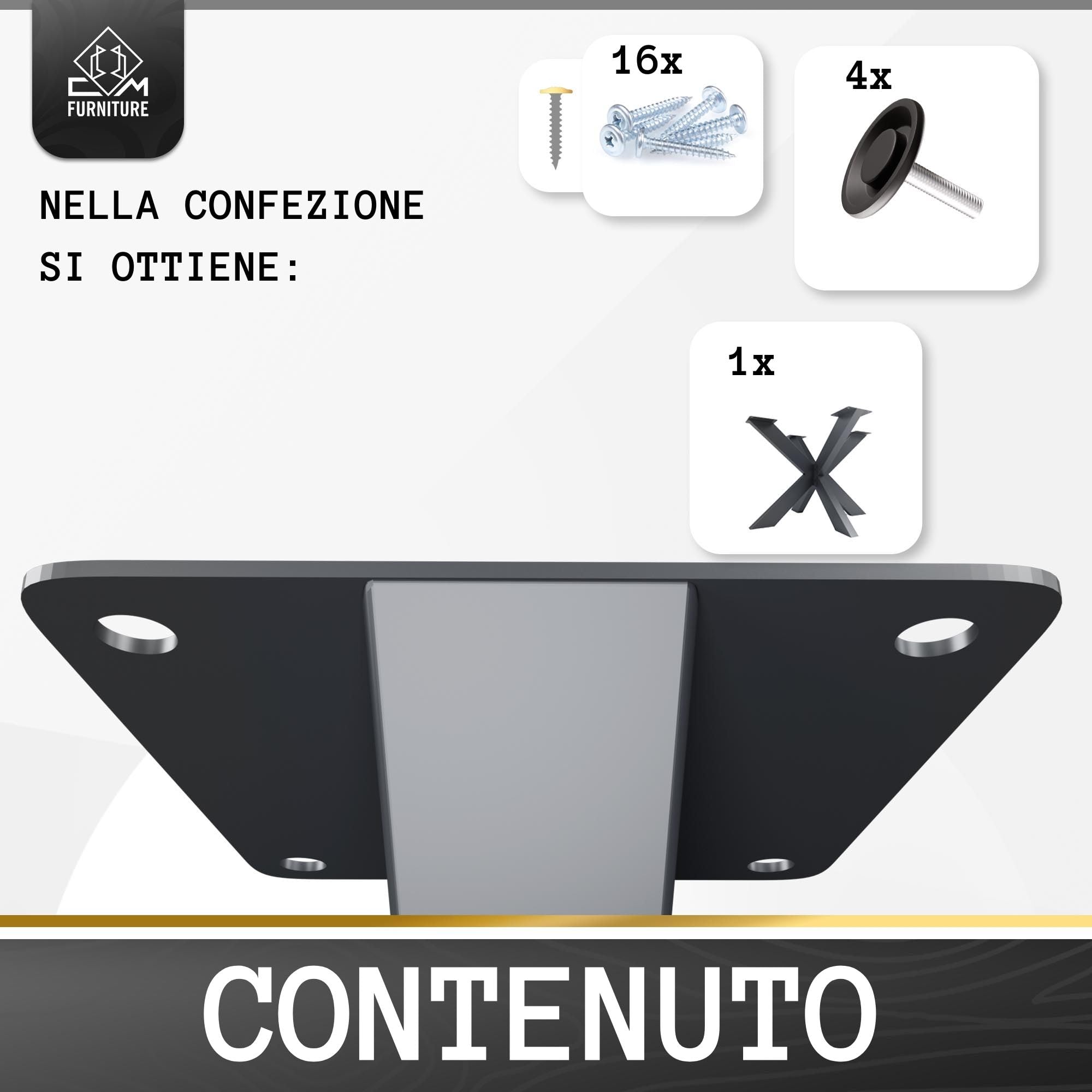 Gambe Per Tavolo Antracite Telaio del tavolo Spider altezza 72 cm - Forma A Stella - 70x72x120 cm - Gambe per Mobili DIY, Piedi, Struttura, Piedini per Tavolo da Soggiorno, da Conferenza