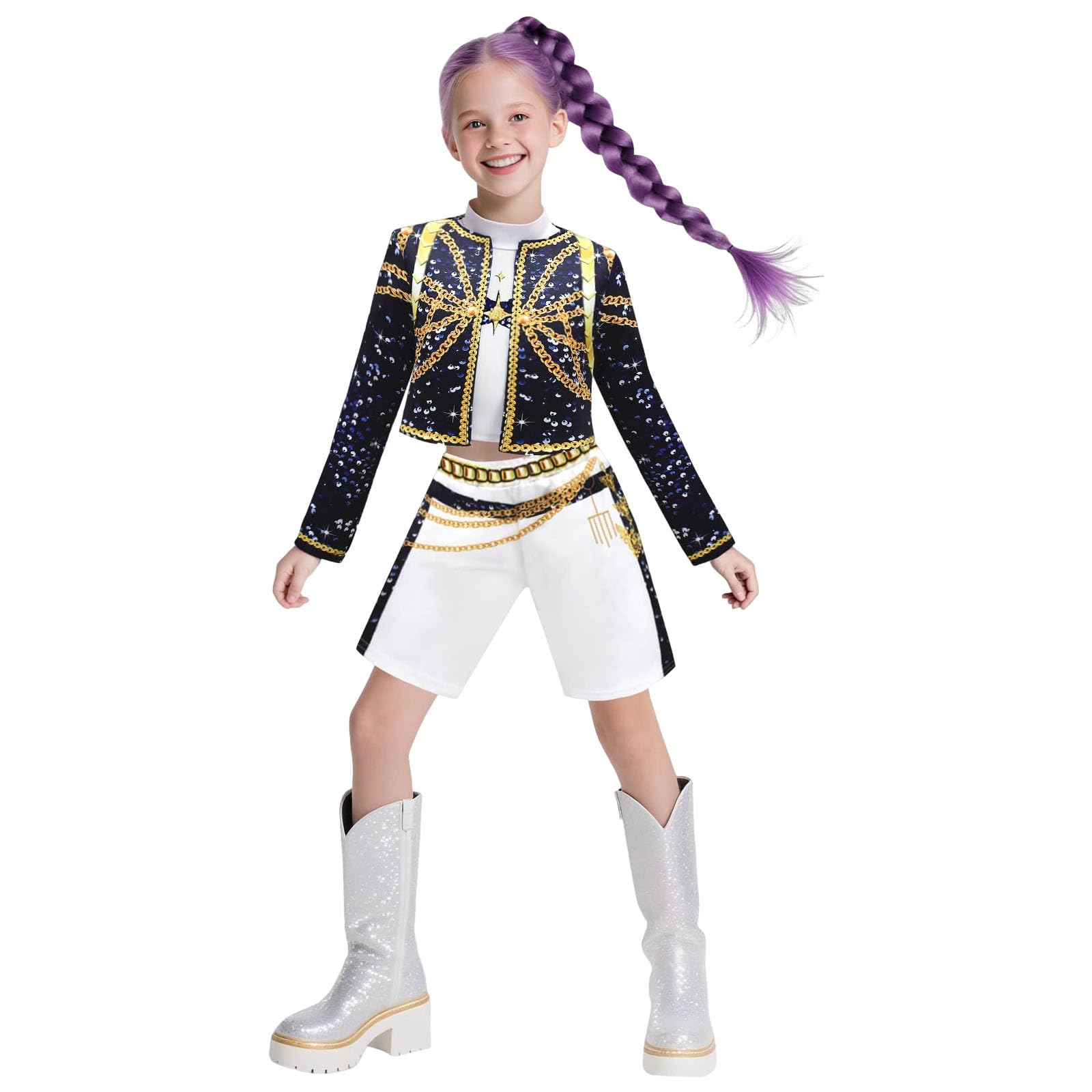 DDemon Costume Ru mi Mir a Zoe y Anime Stage Cosplay Costume Girls Cute Singer Role Play Performance Outfit Kids DDemon Halloween Hunter Costume Party Carnival Outfit Dress Up 2025
