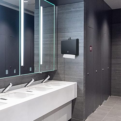 Miniatura 5 de Dispensador de toallas de papel para montaje en pared comercial, dispensador de toallas de mano con pliegue en C y multipliegue, soporte de acero