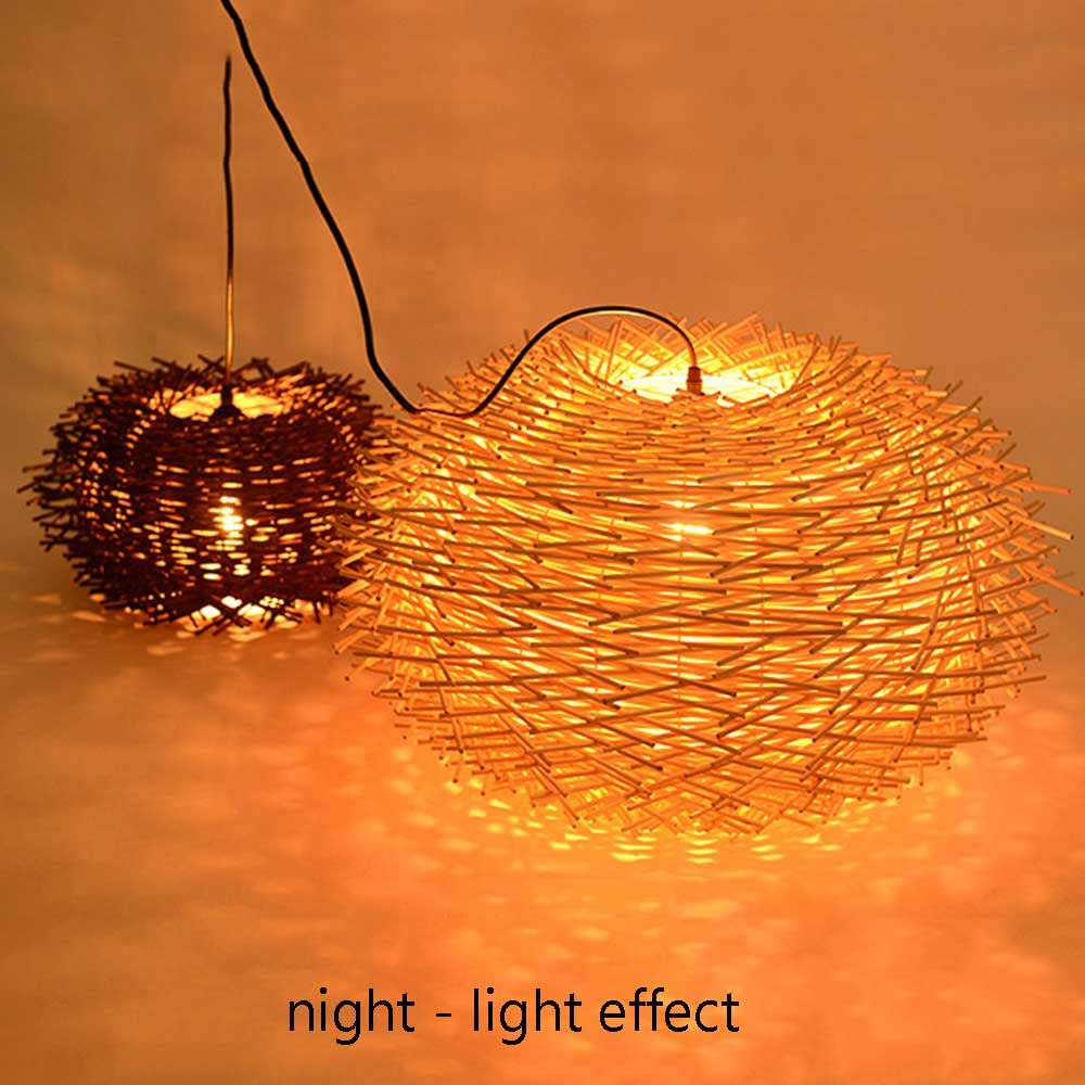 Lampada a Sospensione Creativa a Forma di Nido d'uccello in Rattan, con Paralume a Forma di Cestino, in Vimini, Stile Fattoria, Illuminazione a soffitto E26, Decorazioni per Soggiorno, Camera da