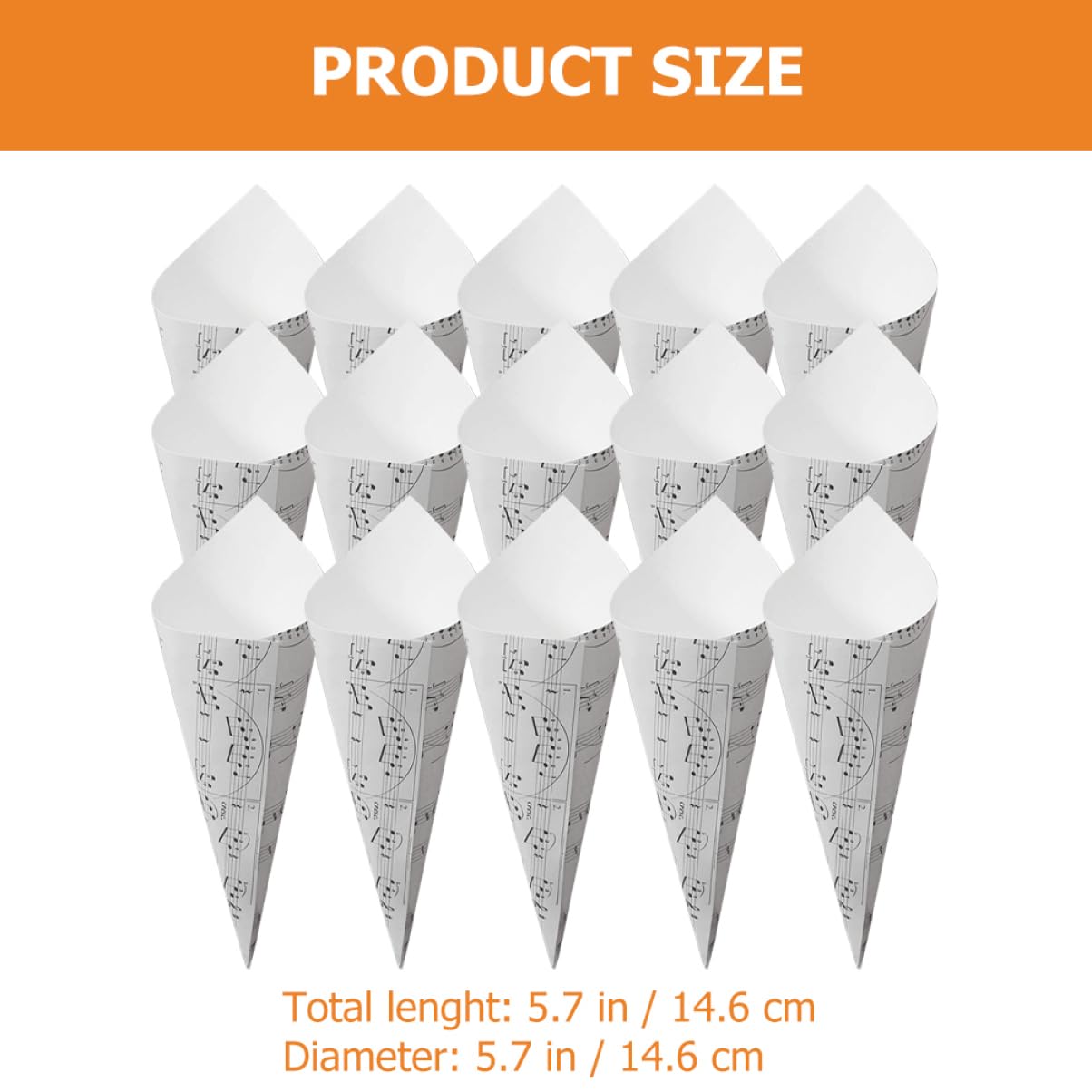 Angoily 50pcs Floral Wrap Paper Cones for Weddings Party Petal Packaging Decorative Flower Wrapping Kit with Musical Notes Design for Bouquets Confetti